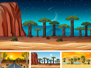 Sticker - Set of different nature horizontal scenes