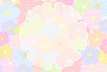  パステルカラー和柄桜背景
