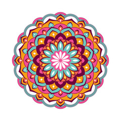 Wall Mural - Colorful mandala with floral ornament