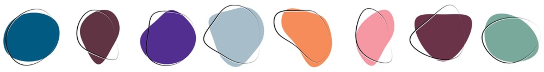 Poster - Random blotch, inkblot. Pebble, stone silhouette. Organic blob, blot, speck shape. Splat, fleck. Drop of liquid, fluid. Ink stain, mottle spot irregular shape. Basic, simple rounded, smooth gel form