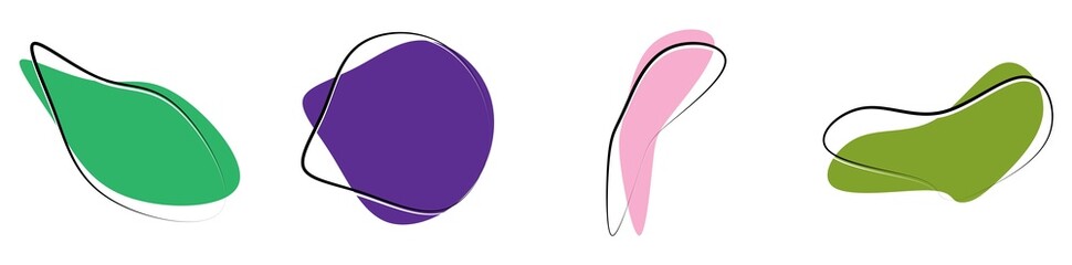 Poster - Random blotch, inkblot. Pebble, stone silhouette. Organic blob, blot, speck shape. Splat, fleck. Drop of liquid, fluid. Ink stain, mottle spot irregular shape. Basic, simple rounded, smooth gel form