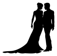 Wall Mural - Bride And Groom Couple Wedding Dress Silhouettes