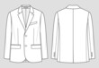 Suit jacket. Men's office wear. Vector technical sketch. Mockup template.