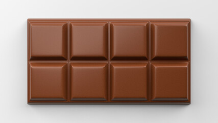 Poster - 3D rendering of a chocolate bar on a white background