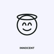 innocent emoji icon vector. Linear style sign for mobile concept and web design. innocent emoticon symbol illustration. Pixel vector graphics - Vector.
