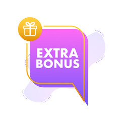 Sticker - Extra Bonus for promotion design. Surprise banner. Discount banner promotion template. Web template for marketing promo design. Vector stock illustration.