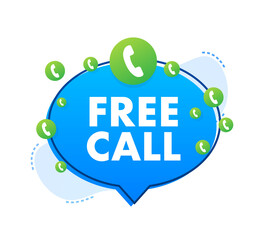 Wall Mural - Free call. Information technology. Telephone icon. Customer service. Vector stock illustration.