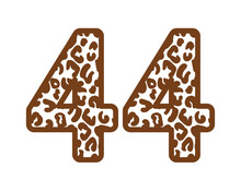 44, Number Forty FourWith Figures Leopard Print, Panther Skin 