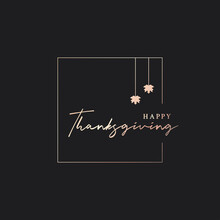 Thanksgiving Lettering Logo In Golden On Black