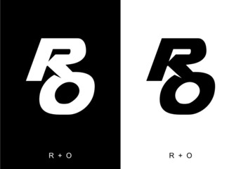 Black and white color of RO initial letter
