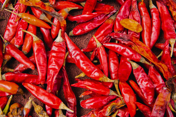 Canvas Print - Closeup shot of red dried chilli peppers