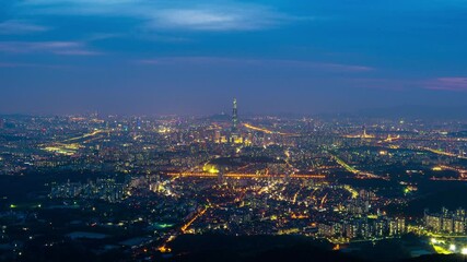 Fototapete - Timelapse of Seoul cityscape, South Korea.