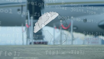Poster - Animation of globe and data processing over airport