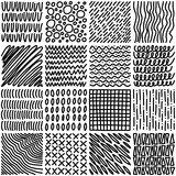 Fototapeta  - Set of hand drawn textures. Black and white patterns in doodle style. Patchwork background