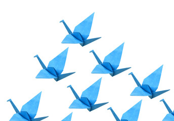 Wall Mural - Blue origami bird background