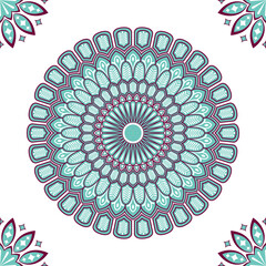 Wall Mural - Colorful mandala with floral shapes
