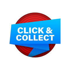 Aufkleber - Ribbon click and collect banner. Flat style. Website vector icon. Vector stock illustration.