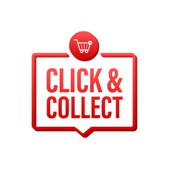 Aufkleber - Megaphone click and collect banner. Flat style. Website vector icon. Vector stock illustration.