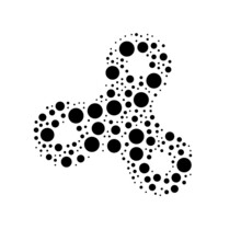 A Large Spinner Symbol In The Center Made In Pointillism Style. The Center Symbol Is Filled With Black Circles Of Various Sizes. Vector Illustration On White Background