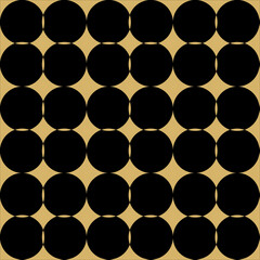 Poster - Luxury geometry seamless pattern of black and gold plastic pipes. Abstract modern vector background design of golden color round and star. Christmas holiday pattern.