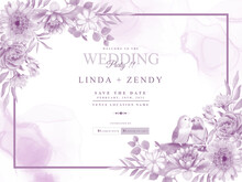 Purple Floral Wedding Invitation Cards
