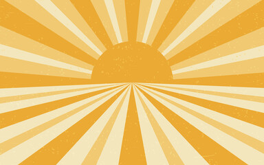 Yellow sun retro landscape vintage background