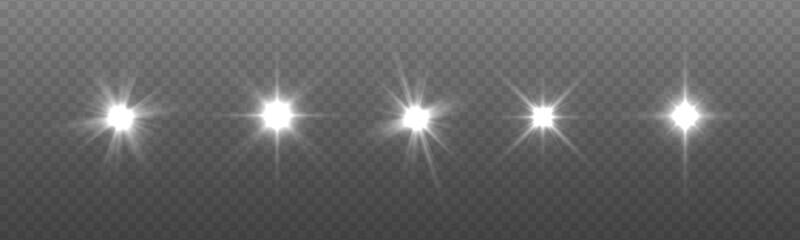 Aufkleber - Bright star. Sparkling magical dust particles. White glowing light explodes. Flash of lightning. Abstract special effect element design. Lens flare, explosion, glitter, line, sun flash, spark. Vector.