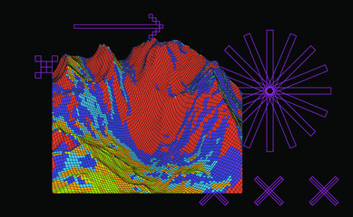 Poster - Trendy Data Moshing Pixelated Background.
