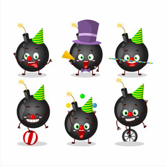 Sticker - Cartoon character of bomb explosive firecracker with various circus shows