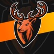 deer hunter mascot character esport logo with shield for gaming and hunting logo concept
