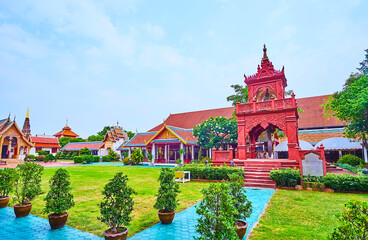 Ho Rakang bell tower of Wat Phra That Hariphunchai Temple, Lamphun, Thailand