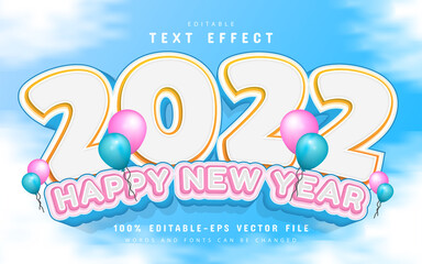 Wall Mural - Happy new year 2022 editable text effect