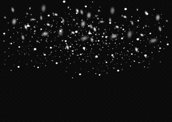 Wall Mural - Realistic falling snowflakes. Isolated on transparent background. Vector illustration.