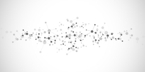 Wall Mural - Molecular structure and genetic engineering, molecules DNA, neural network, scientific research. Abstract background for innovation technology, science, healthcare, and medicine