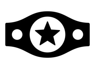 Boxing or wrestling championship belt with star flat vector icon for sports apps and websites