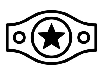 Boxing or wrestling championship belt with star line art vector icon for sports apps and websites