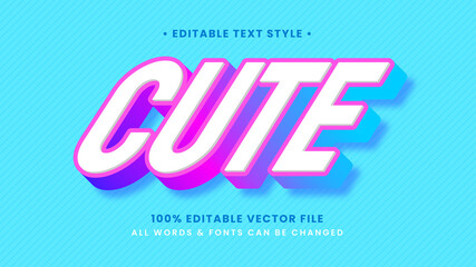 Poster - Cute Candy Girly 3d Text Style Effect. Editable illustrator text style.