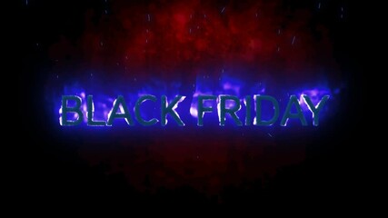 Sticker - Animation of black friday text in burning flames over dark background