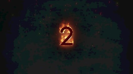 Sticker - Animation of 2 text in burning flames over dark background