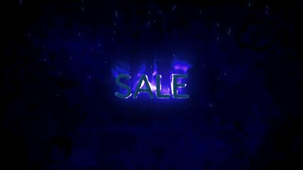 Sticker - Animation of sale text in burning flames over dark background