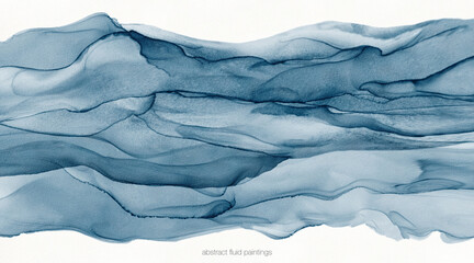 Aufkleber - Abstract blue paint background by liquid fluid watercolor or alcohol ink grunge texture for banner, background.