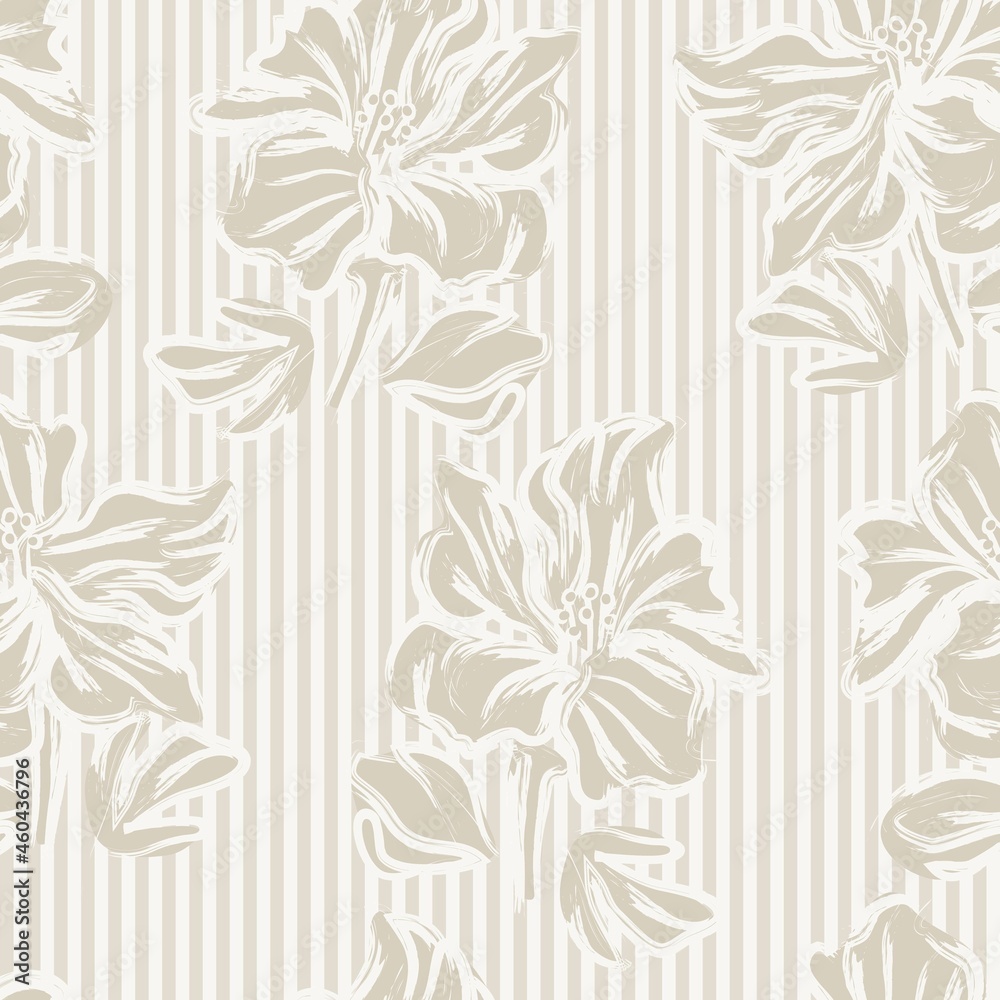 Floral Seamless Pattern with striped textures Stock Vector | Adobe Stock