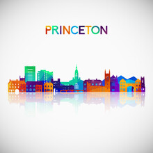 Princeton, NJ Skyline Silhouette In Colorful Geometric Style. Symbol For Your Design. Vector Illustration.