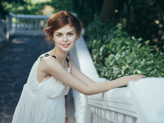 pretty woman in white dress greece princess mythology vacation