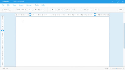Aufkleber - Text editor in white theme with blank page. Application for documentation and digital correction with user friendly interface for office workers and vector writers.