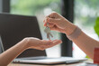 © Songsak C - Real estate agent giving keys to the apartment owner, buying selling property business.