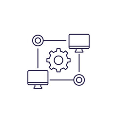 Poster - computer network, internet technologies vector line icon