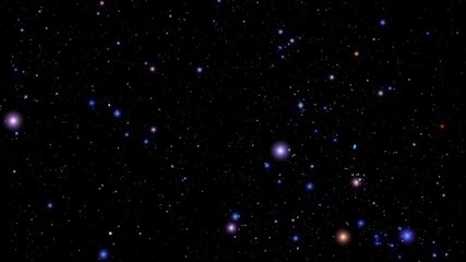 The black dome of the starry sky with twinkling stars slowly rotates counterclockwise.