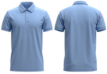 Short-Sleeve Polo Shirt Rib Collar And Cuff ( Realistic 3d Renders ) Sky Blue