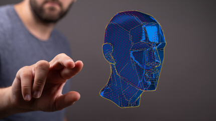Poster - Human head and brain with Artificial intelligence concept